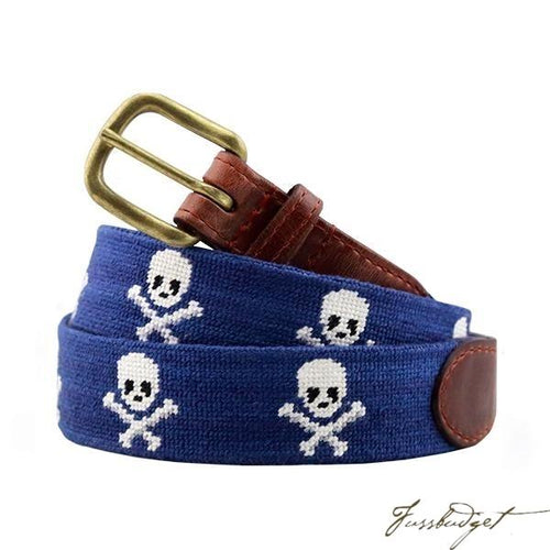 Jolly Roger (Navy) Needlepoint Belt