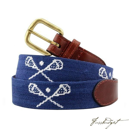 Crossed Lax Sticks Needlepoint Belt