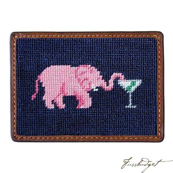 Elephant Martini Needlepoint Card Wallet