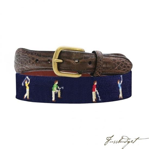 W. Kleinberg x Smathers & Branson Mulligan Crocodile Leather Needlepoint Belt