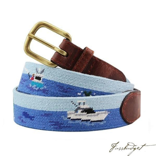 Offshore Fishing Needlepoint Belt