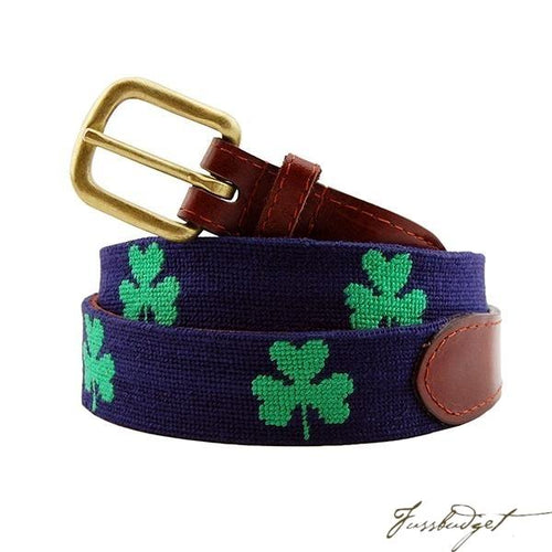 Shamrock Needlepoint Belt (Navy)