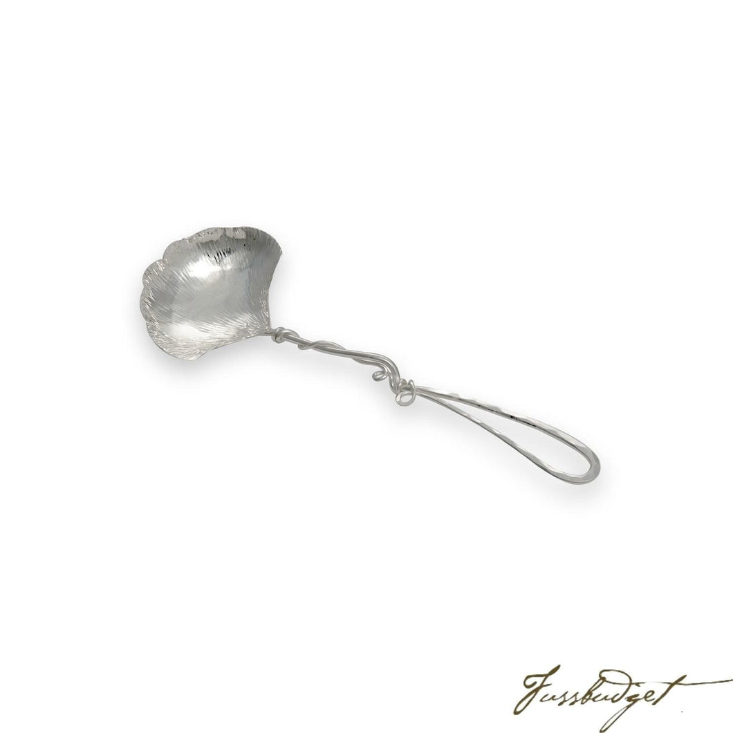 Hand Crafted Silver Ginkgo Small Serving Spoon