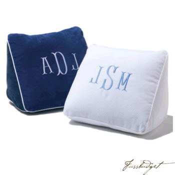 Monogrammed Suede Wedge Pillow (Monogram or Name)-Fussbudget.com