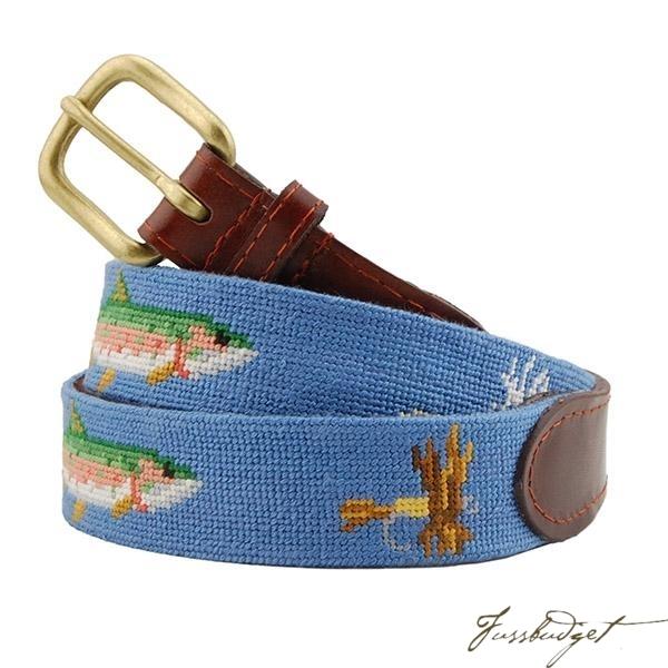 Trout and Fly Needlepoint Belt