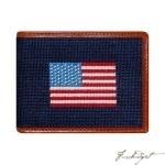 American Flag Needlepoint Bi-Fold Wallet