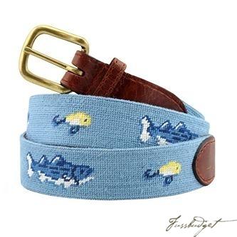 Bass & Lures (Light Blue) Needlepoint Belt by Vineyard Vines