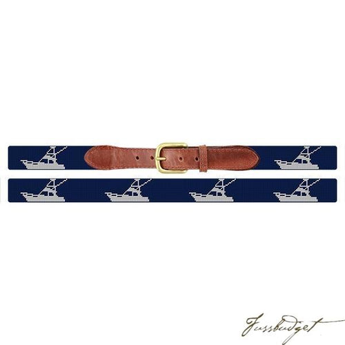 Sport Fishing Boat (Classic Navy) Needlepoint Belt by Vineyard Vines