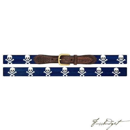 W. Kleinberg x Smathers & Branson Jolly Roger (Navy) Needlepoint Belt