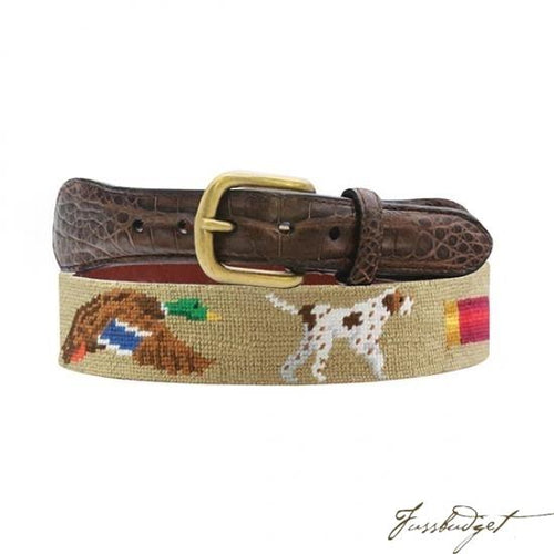 W. Kleinberg x Smathers & Branson Southern Sportsman (Khaki) Crocodile Leather Needlepoint Belt