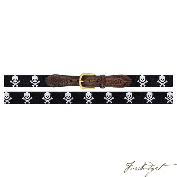 W. Kleinberg x Smathers & Branson Jolly Roger (Black) Needlepoint Belt