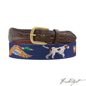 W. Kleinberg x Smathers & Branson Southern Sportsman (Classic Navy) Crocodile Leather Needlepoint Belt