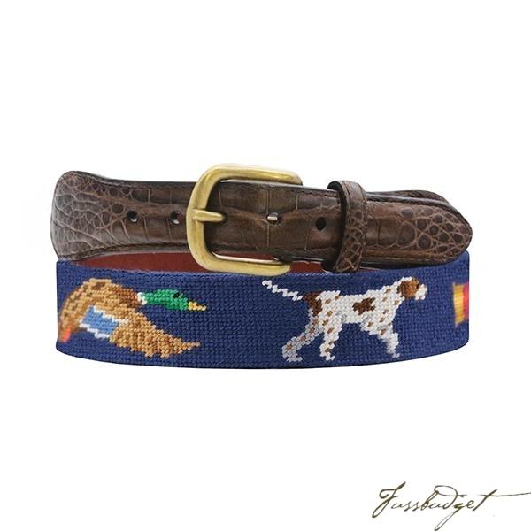 W. Kleinberg x Smathers & Branson Southern Sportsman (Classic Navy) Crocodile Leather Needlepoint Belt