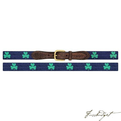 W. Kleinberg x Smathers & Branson Shamrock Needlepoint Belt (Navy)