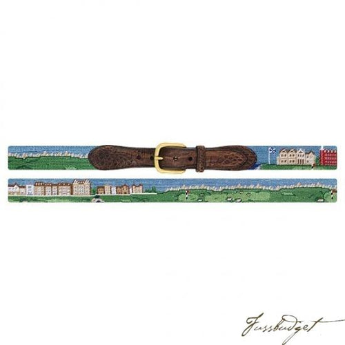 W. Kleinberg x Smathers & Branson St Andrews Scene Crocodile Leather Needlepoint Belt